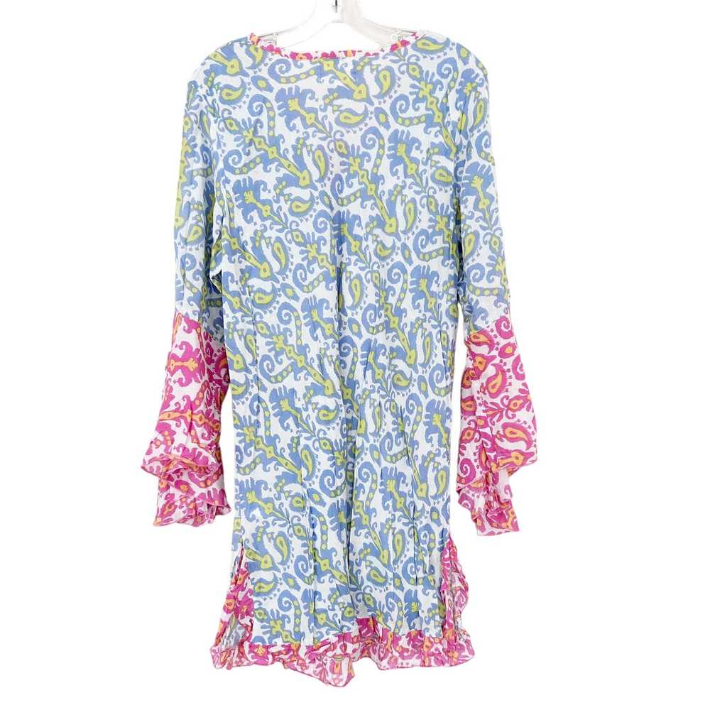 Other Z&L Europe Blue Pink Printed Bell Sleeve Dr… - image 6