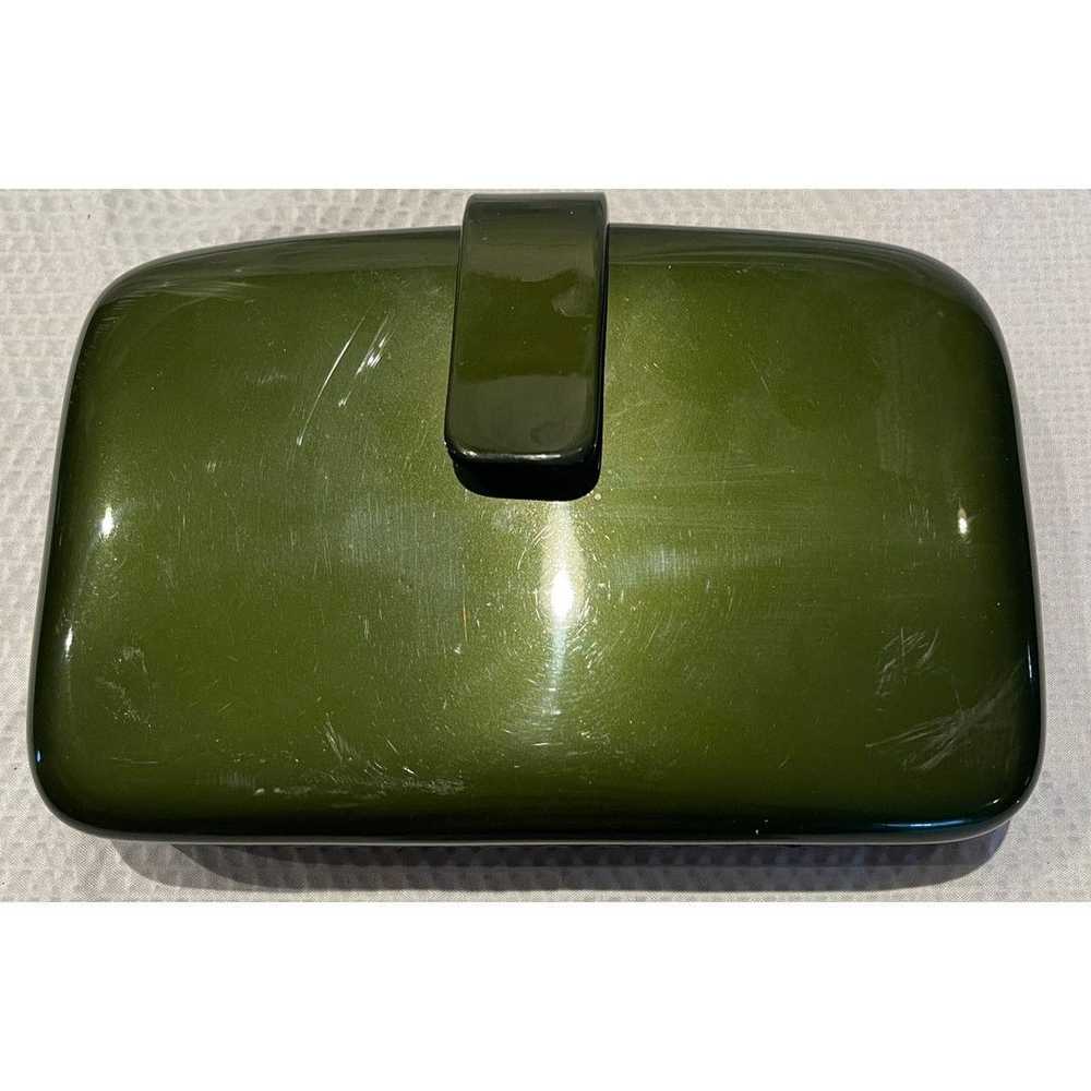 Other Vintage Dark Green Hard Case Plastic Clutch… - image 1