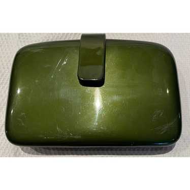 Other Vintage Dark Green Hard Case Plastic Clutch… - image 1