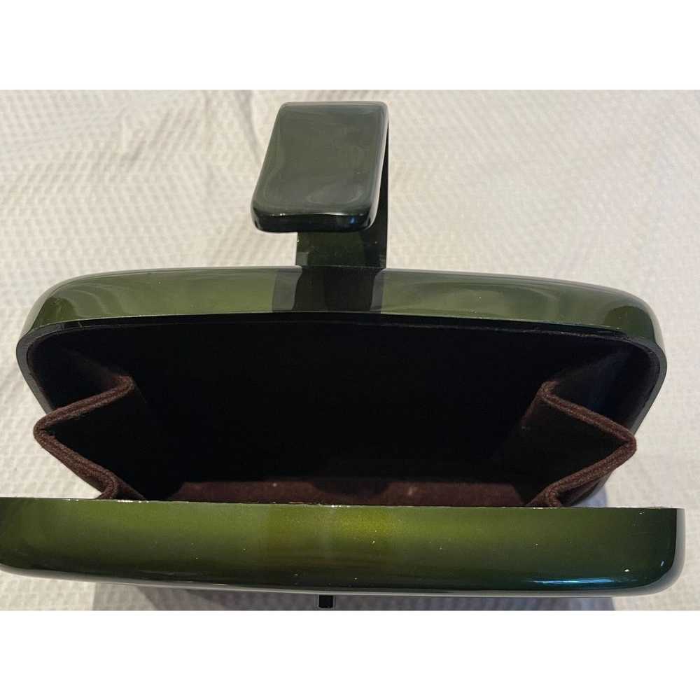 Other Vintage Dark Green Hard Case Plastic Clutch… - image 2