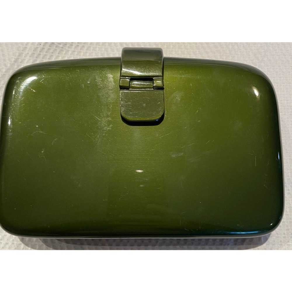 Other Vintage Dark Green Hard Case Plastic Clutch… - image 4