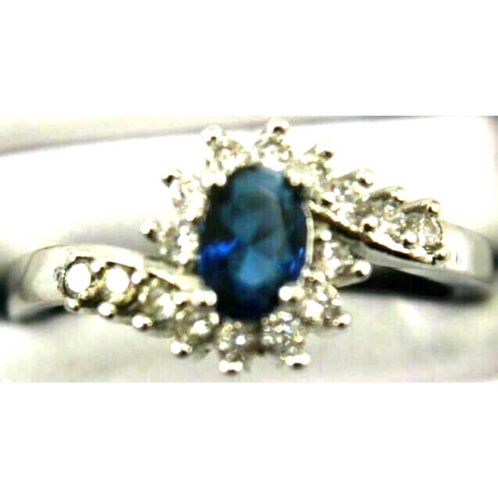 Other Faux Blue Sapphire & White Accent CZ Ring 9… - image 1