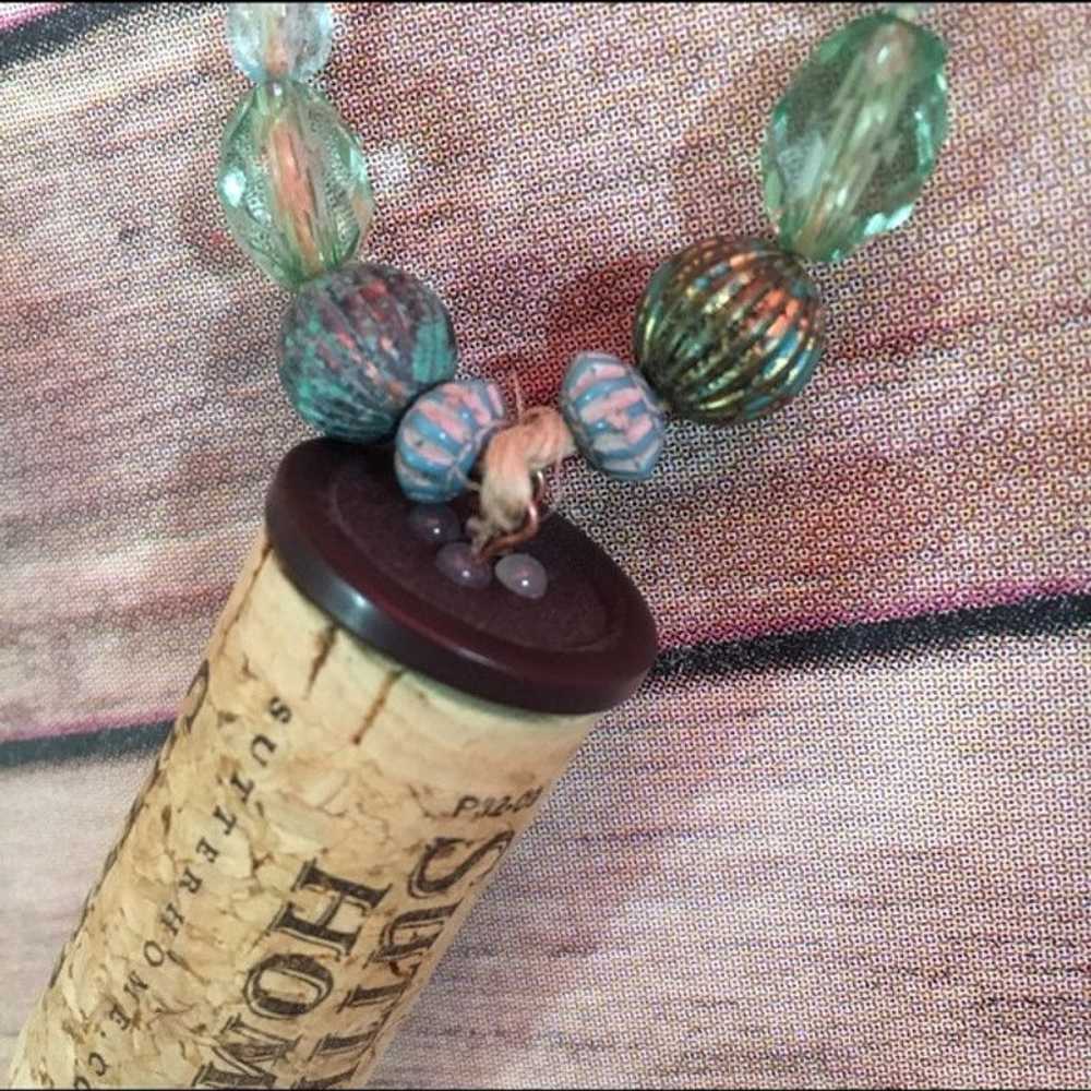 Handmade Sutter Home Cork Wine Beaded Necklace Ha… - image 4