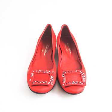 Designer Mauro Volponi Flats Loafers Red Satin Sue