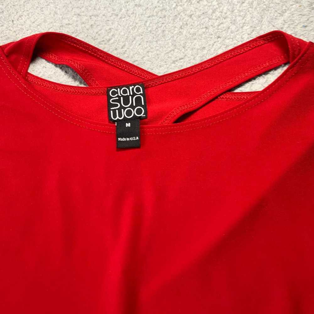 Vintage Womens Medium Red Top Clara Sun Woo 3/4 S… - image 5