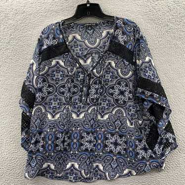 Vintage Paisley Patterned Blue Kaftan Style Short… - image 1