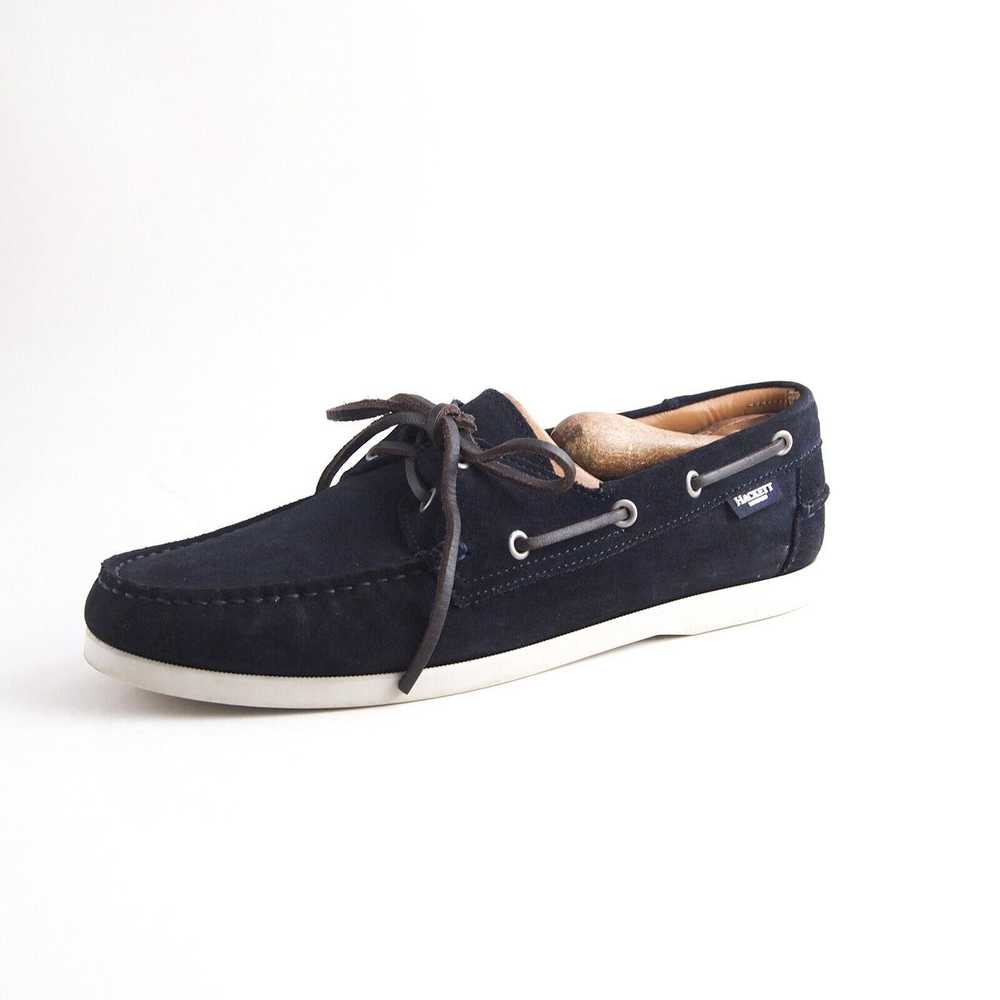 Designer Hackett London Boat Shoes Black Suede Me… - image 2