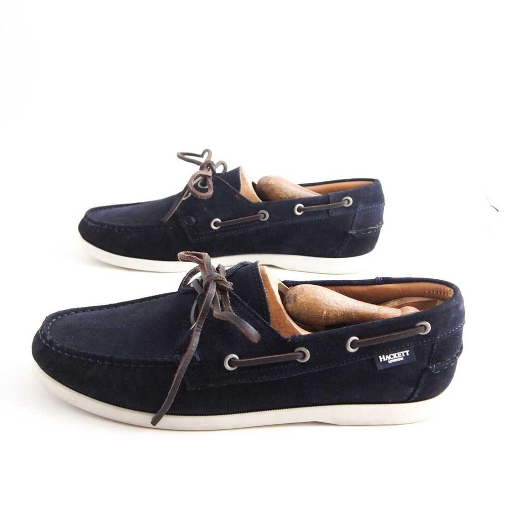 Designer Hackett London Boat Shoes Black Suede Me… - image 3