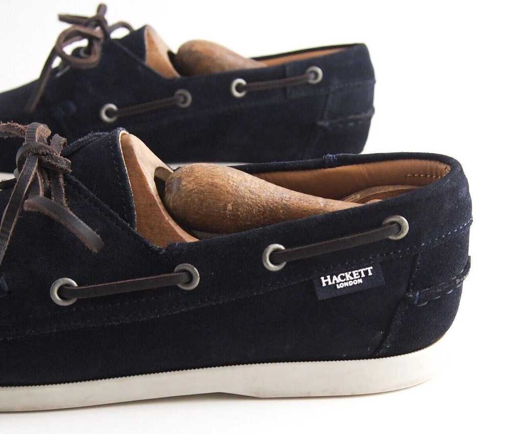 Designer Hackett London Boat Shoes Black Suede Me… - image 4