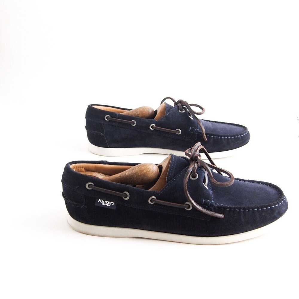 Designer Hackett London Boat Shoes Black Suede Me… - image 6