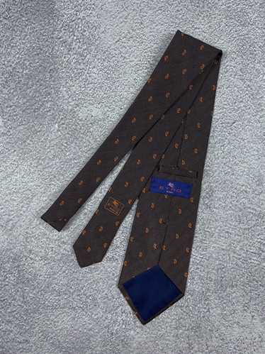 Etro Etro Milano Monogram Brown Silk Tie