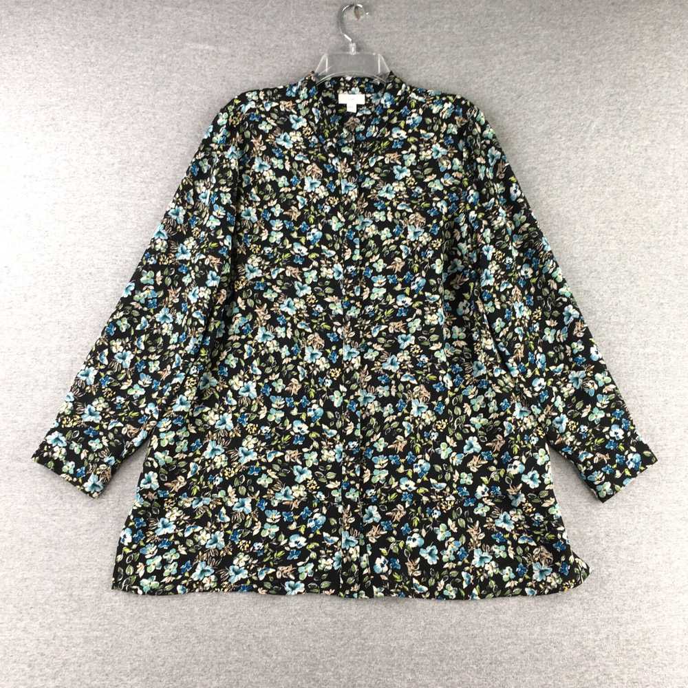 Vintage Ladies Womens Large Size Floral Button Ra… - image 1