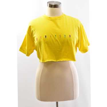 United Colors Of Benetton Cropped Yellow Embroide… - image 1