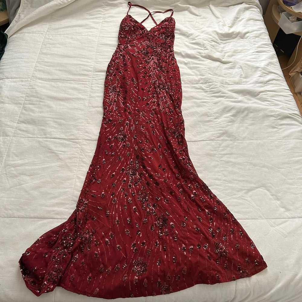 Designer Quiz burgundy Red sequin maxi dress with… - image 1