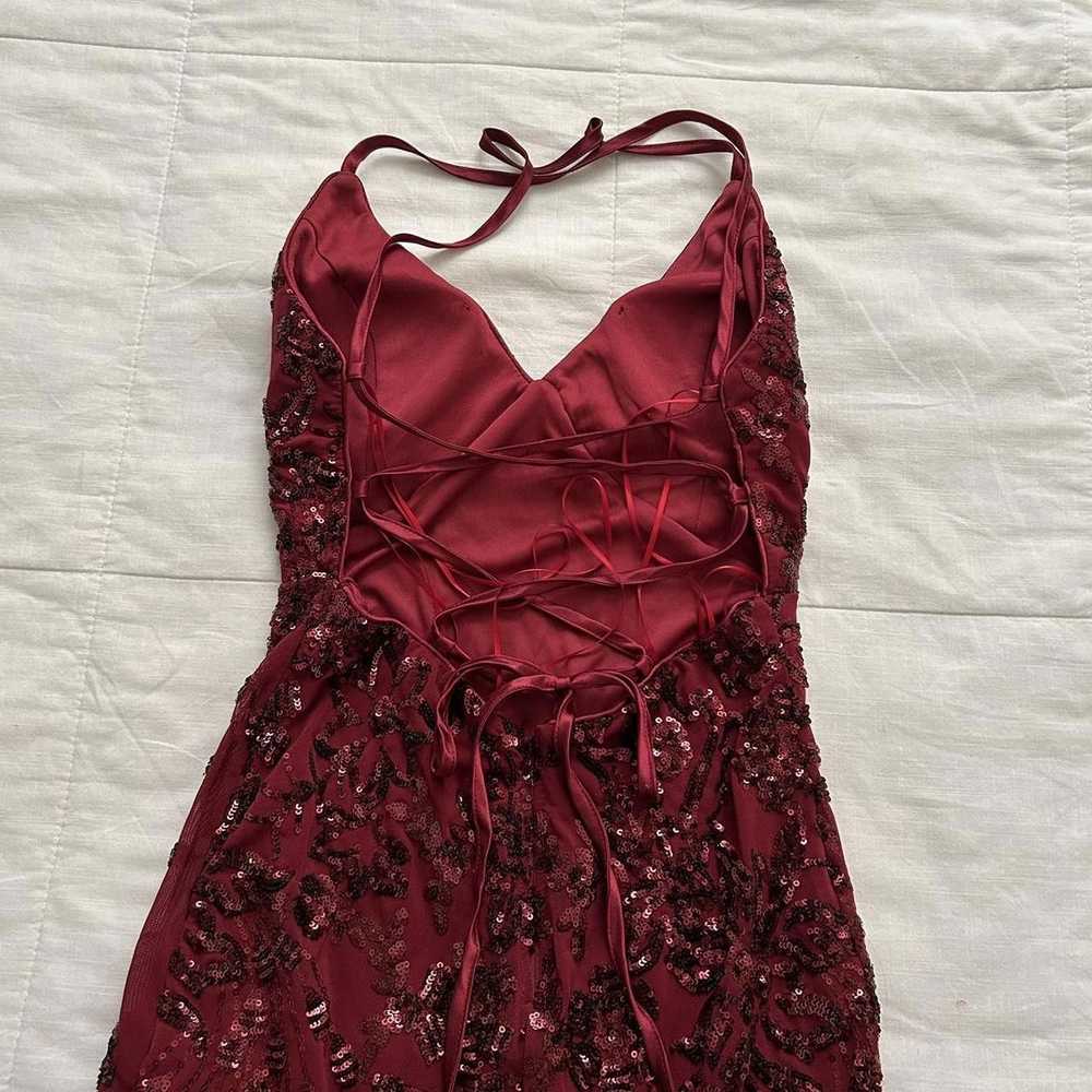 Designer Quiz burgundy Red sequin maxi dress with… - image 2