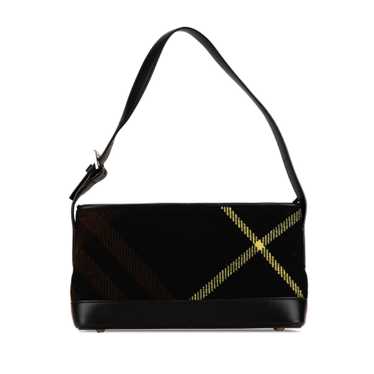 Black Burberry Supernova Check Wool Shoulder Bag