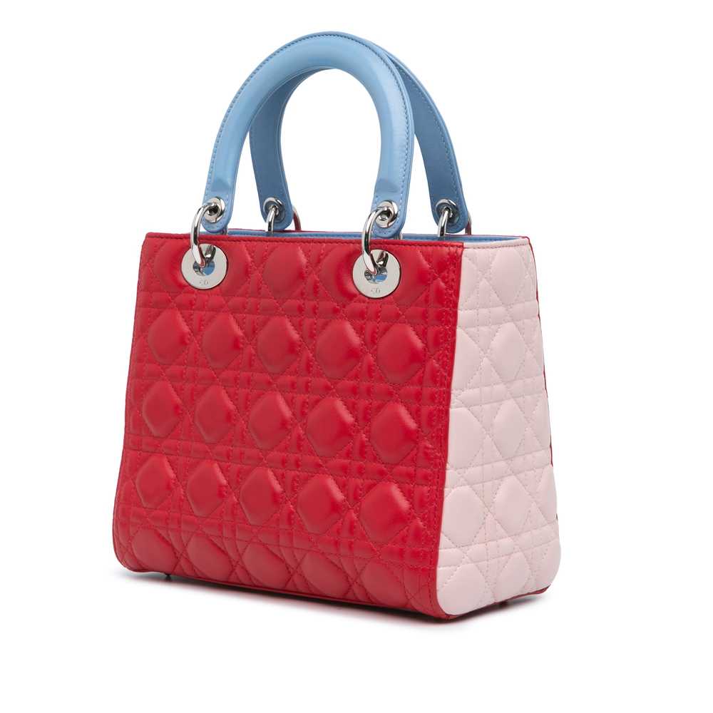 Red Dior Medium Tricolor Lambskin Cannage Lady Di… - image 2