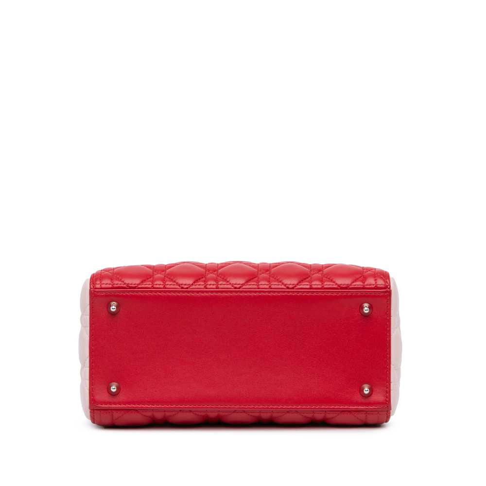 Red Dior Medium Tricolor Lambskin Cannage Lady Di… - image 3