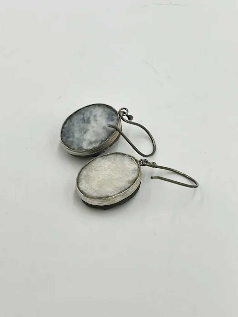 Golden Druzy Earrings Sterling Silver Pierced Dro… - image 6