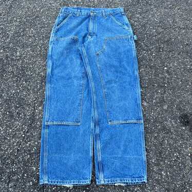 CARHARTT VINTAGE LOGO JEANS BLUE DENIM FADED 90s WORK PANTS MENS SIZE buy 36x30