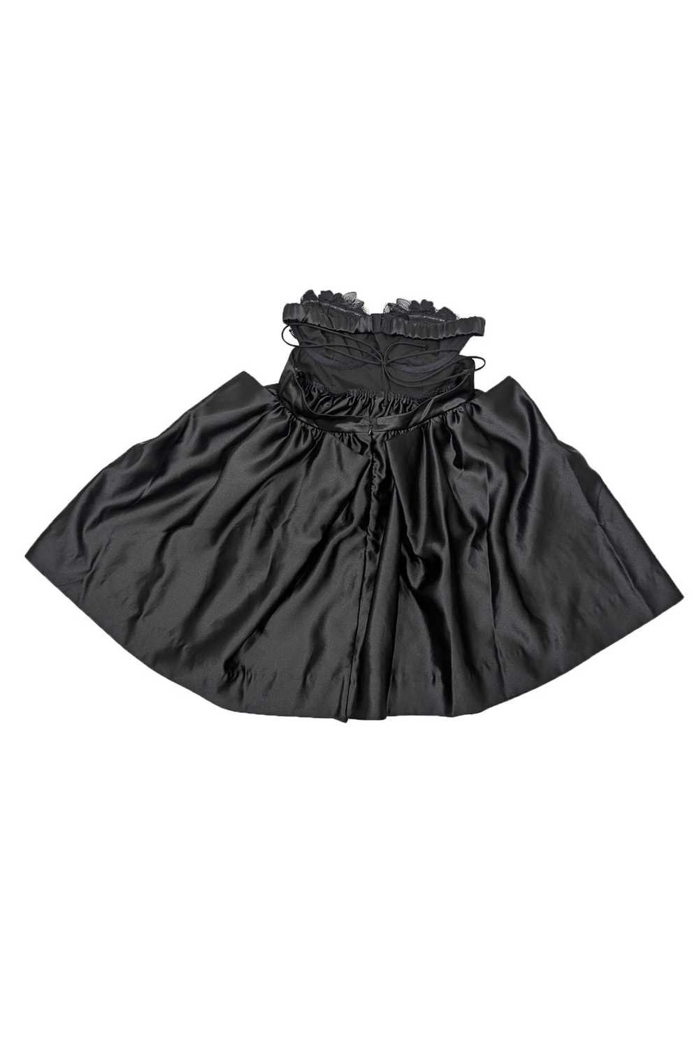 For Love & Lemons - Black Satin Strapless Pleated… - image 2