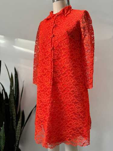 Vintage tangerine lace dress