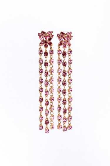 OSCAR DE LA RENTA Pink Rhinestone Cluster Fringe E