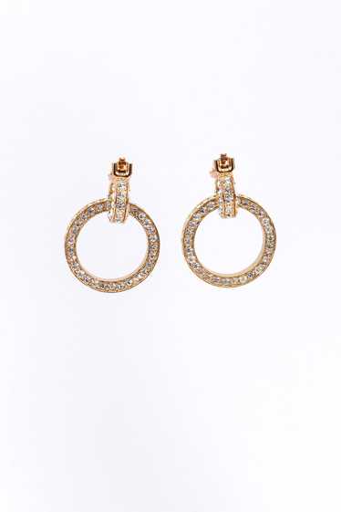 OSCAR DE LA RENTA Double Hoop Rhinestone Earrings