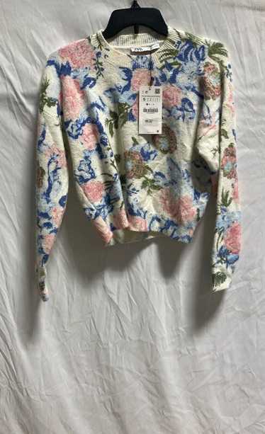 NWT Zara Womens Multicolor Floral Knit Long Sleeve