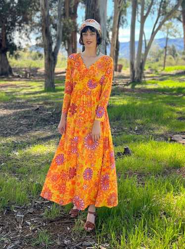 The Zinnia dress - Vintage 1970s poly floral print