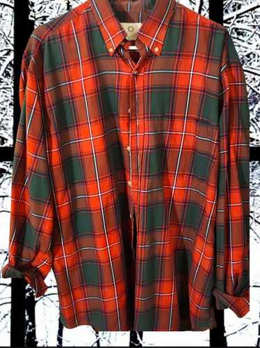 Viyella Viyella Mens Flannel Plaid Shirt Red Green