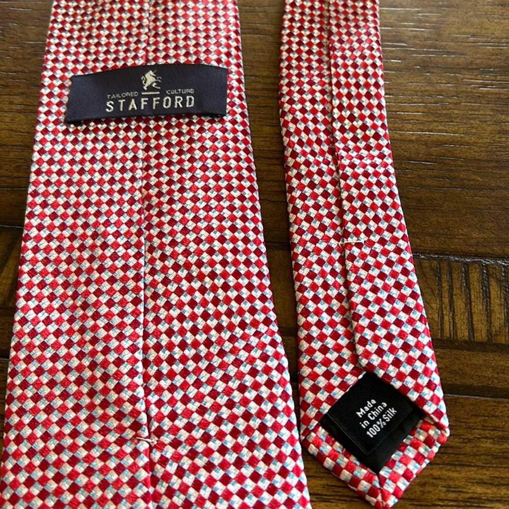 Stafford Stafford | Men’s Red & White Dress Tie |… - image 5