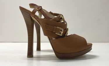 Michael Kors Nellie Brown Leather Platform Heels … - image 1