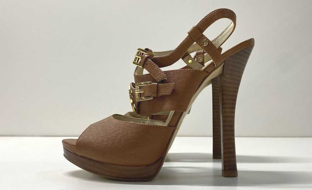 Michael Kors Nellie Brown Leather Platform Heels … - image 2