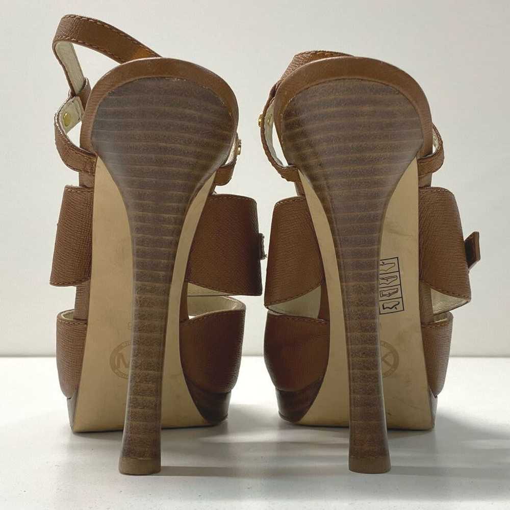 Michael Kors Nellie Brown Leather Platform Heels … - image 3