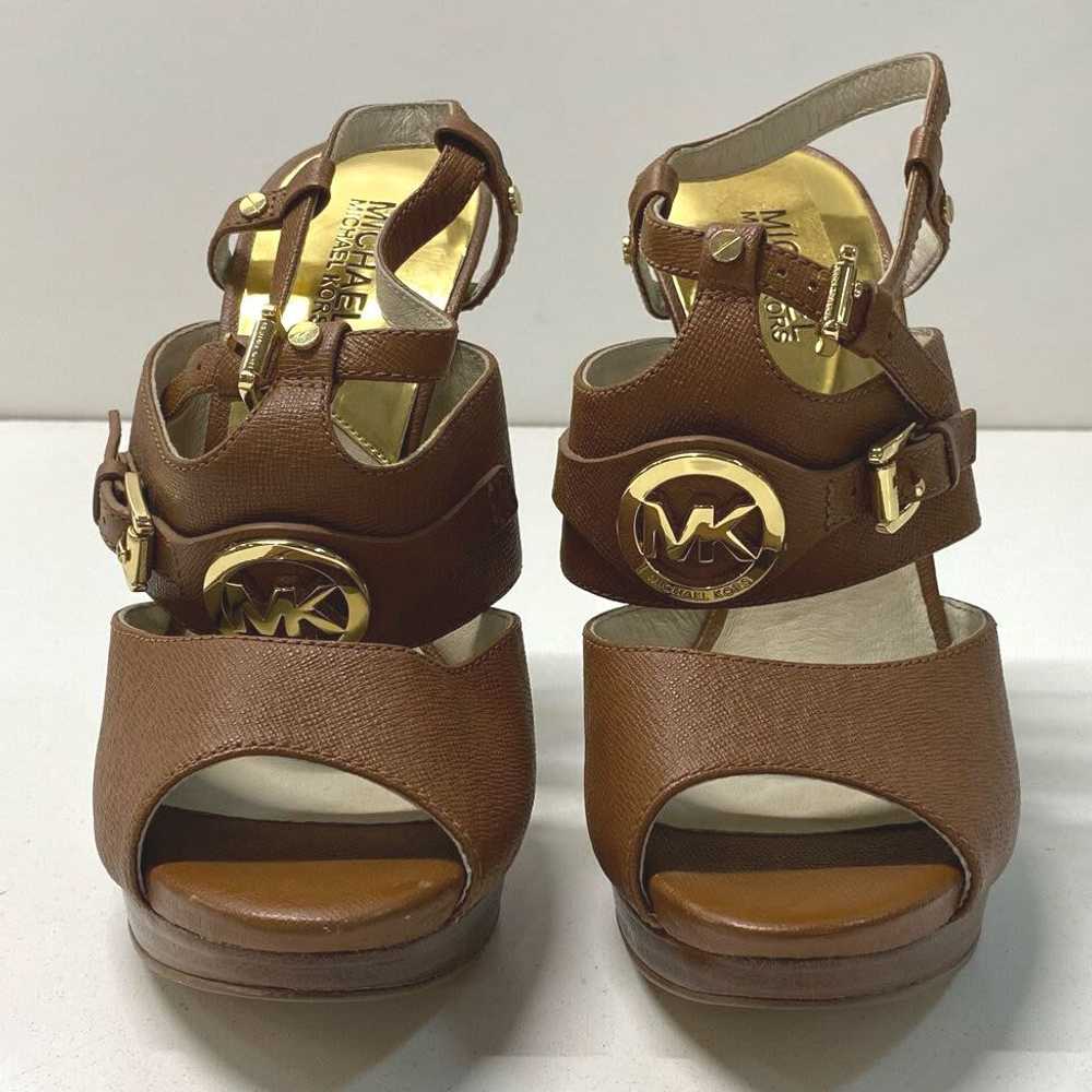 Michael Kors Nellie Brown Leather Platform Heels … - image 4