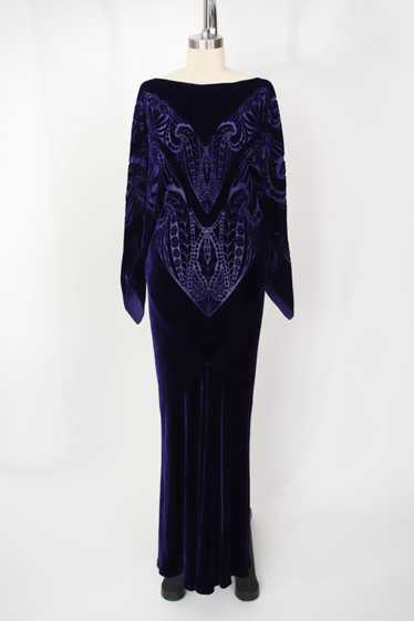 Charles Patricia Lester Silk Velvet Devoré Gown