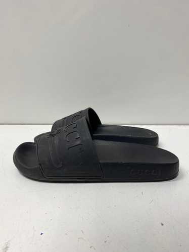 AUTHENTIC Gucci Black Rubber Slides Women Sz 7.5