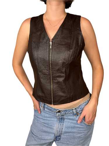 Brown Leather Zipped Vest 1990s