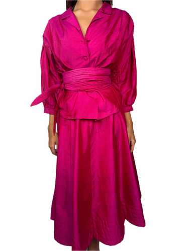 Lorenzo, Silk Fuchsia Two Piece Skirt Set 1980s - image 1