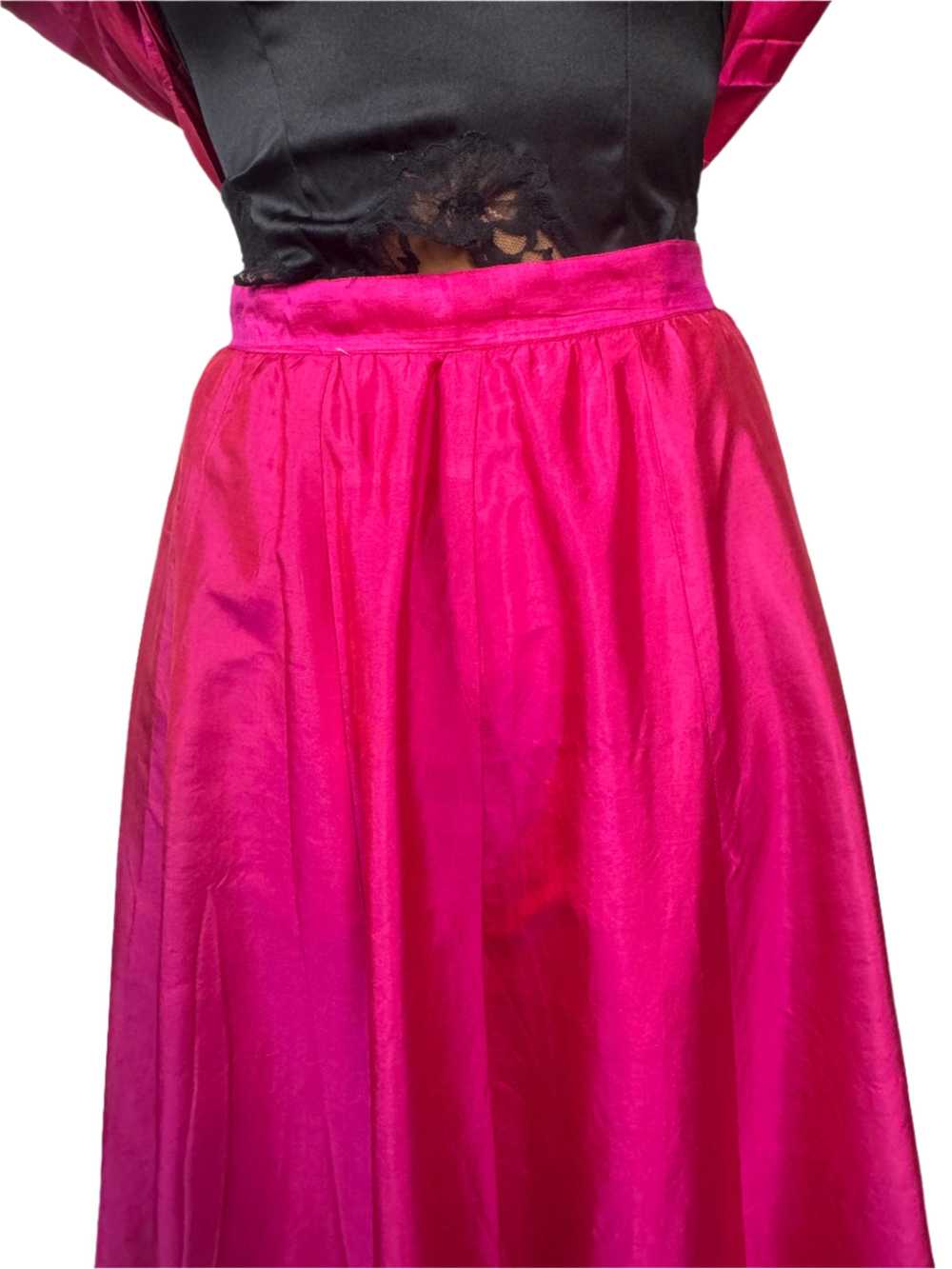 Lorenzo, Silk Fuchsia Two Piece Skirt Set 1980s - image 5