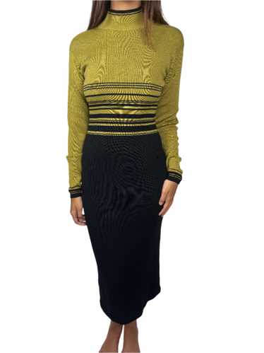 Green & Black Knit Sweater Dress 1990s