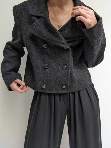 Vintage Charcoal Cropped Wool Jacket