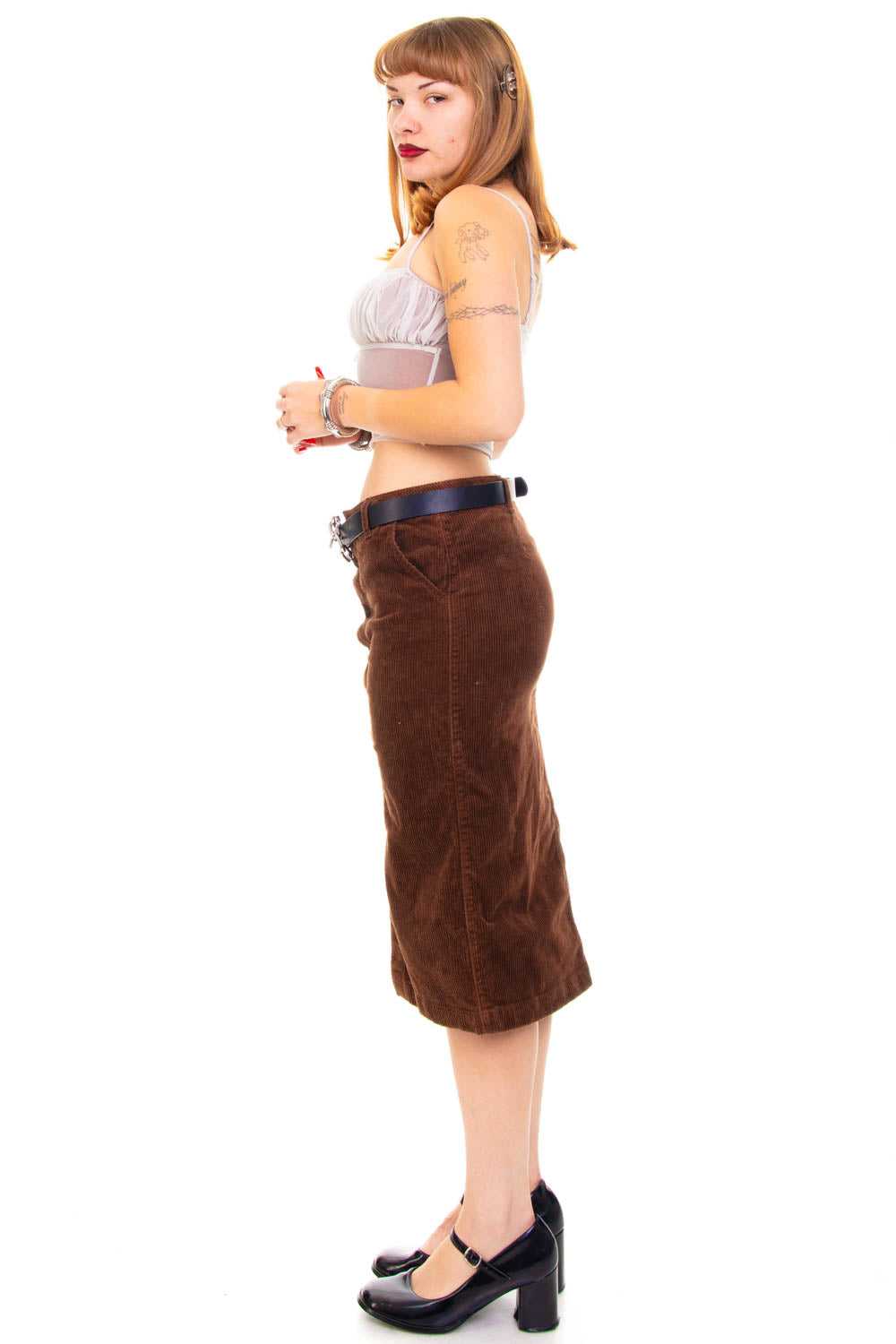 Vintage Y2K Brown Corduroy Button Skirt - M - image 4