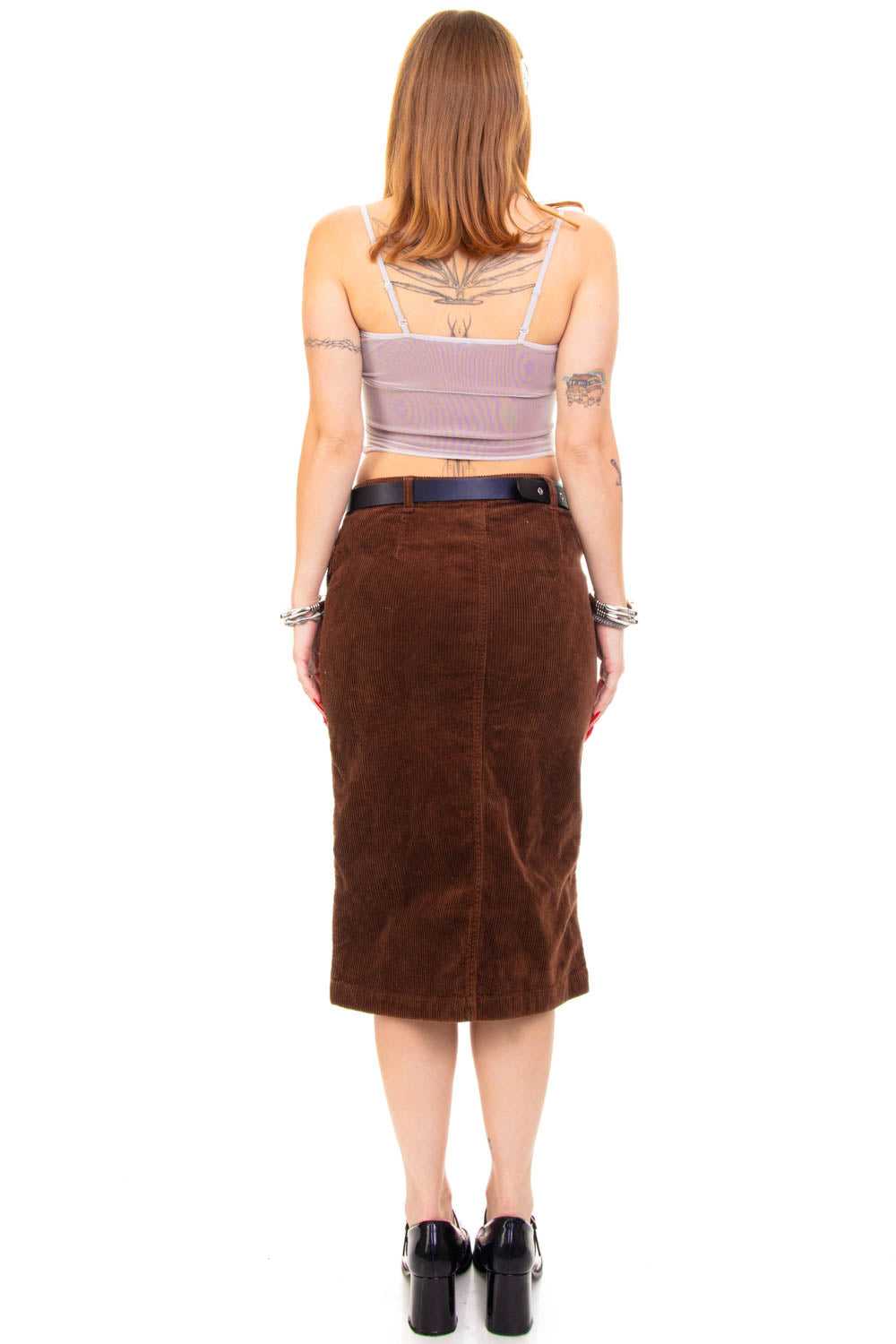 Vintage Y2K Brown Corduroy Button Skirt - M - image 5