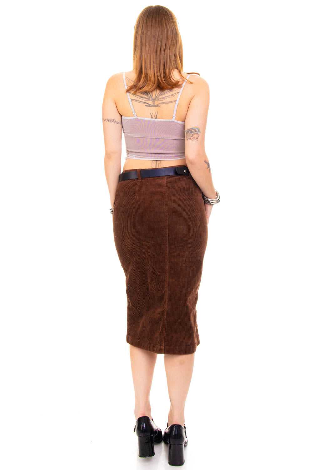 Vintage Y2K Brown Corduroy Button Skirt - M - image 6