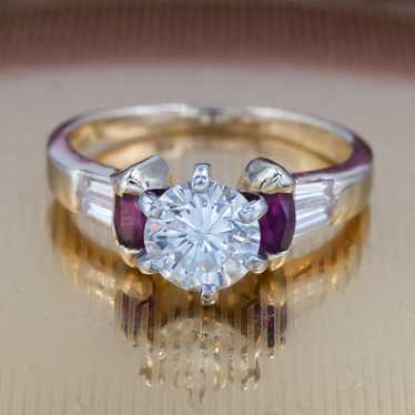 Diamond and Fine Ruby Engagement Ring c1980