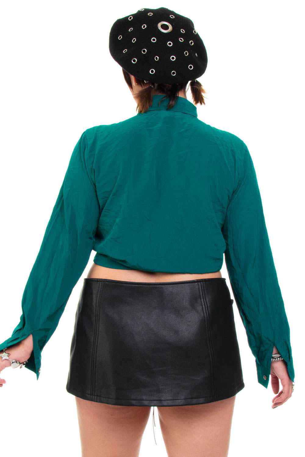 Vintage 90's Sophisticated Ruffle Emerald Blouse … - image 6