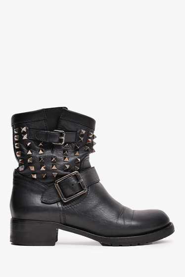 Valentino Noir Black Rockstud Ankle Boots Size 39