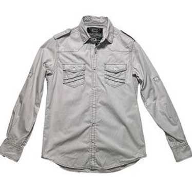 Broken Threads Gray Adjustable Sleeve Button Down… - image 1